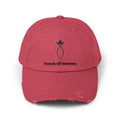 Touch of Heaven Distressed Cap — Minimal Embroidered Symbol Hat