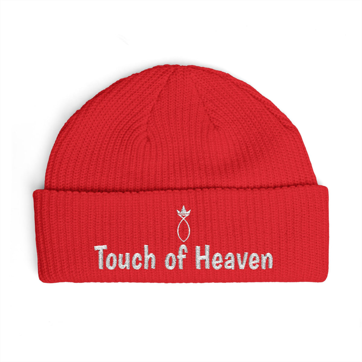 Touch of Heaven Cuff Beanie — Embroidered Angel Ring Winter Hat