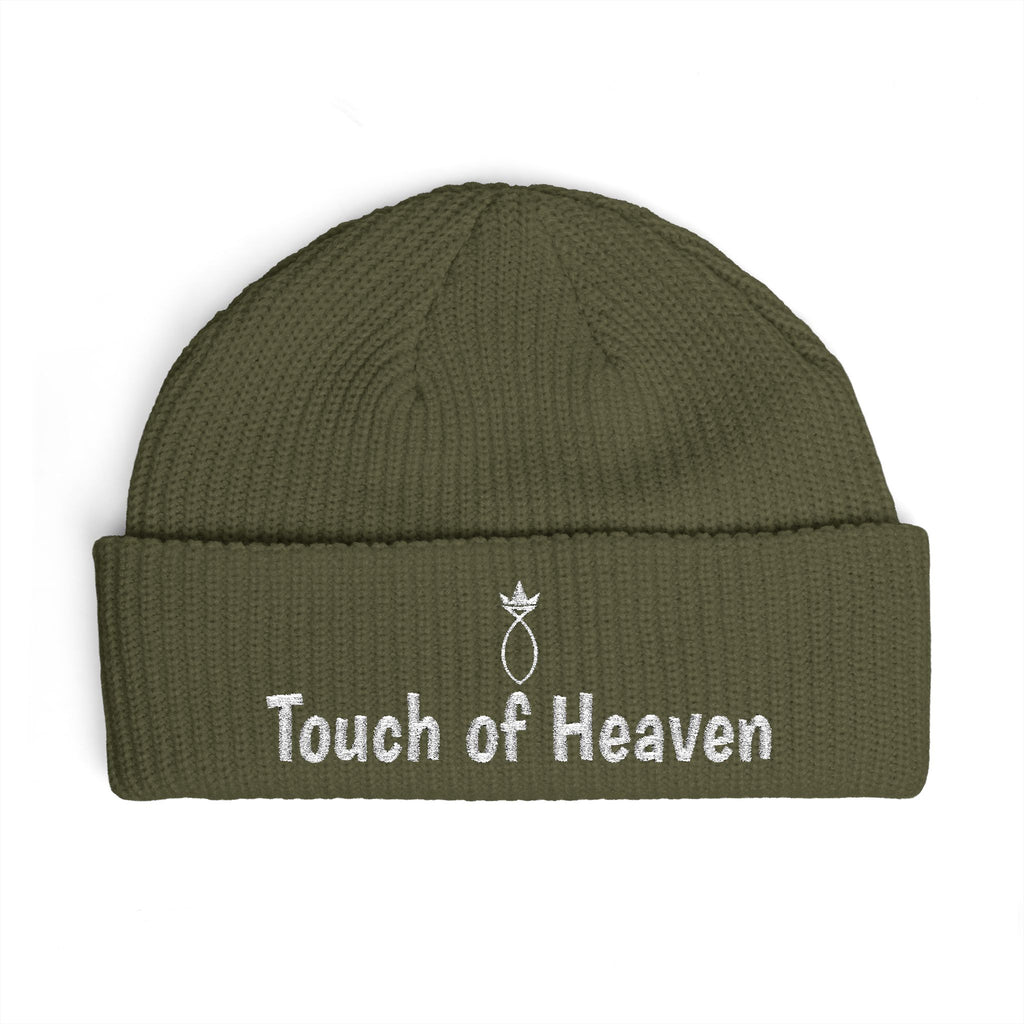 Touch of Heaven Cuff Beanie — Embroidered Angel Ring Winter Hat