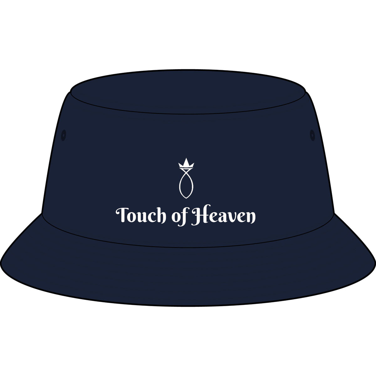 Touch of Heaven Embroidered Bucket Hat — Minimal Crown Logo