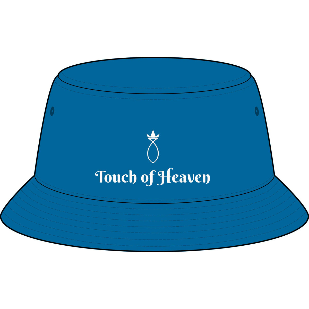 Touch of Heaven Embroidered Bucket Hat — Minimal Crown Logo