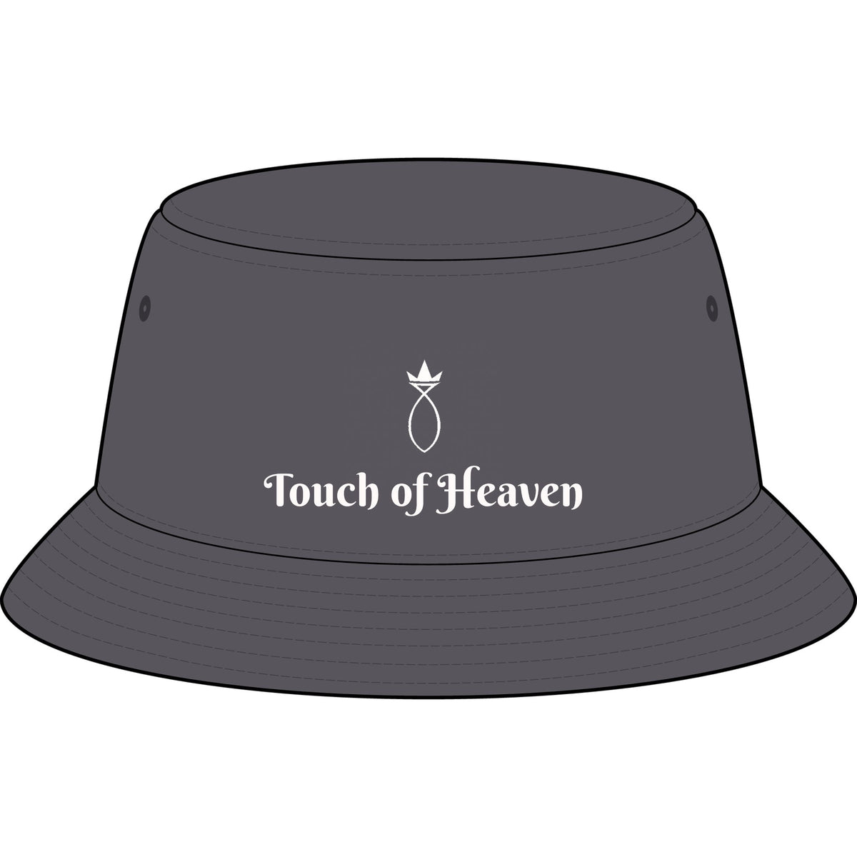 Touch of Heaven Embroidered Bucket Hat — Minimal Crown Logo