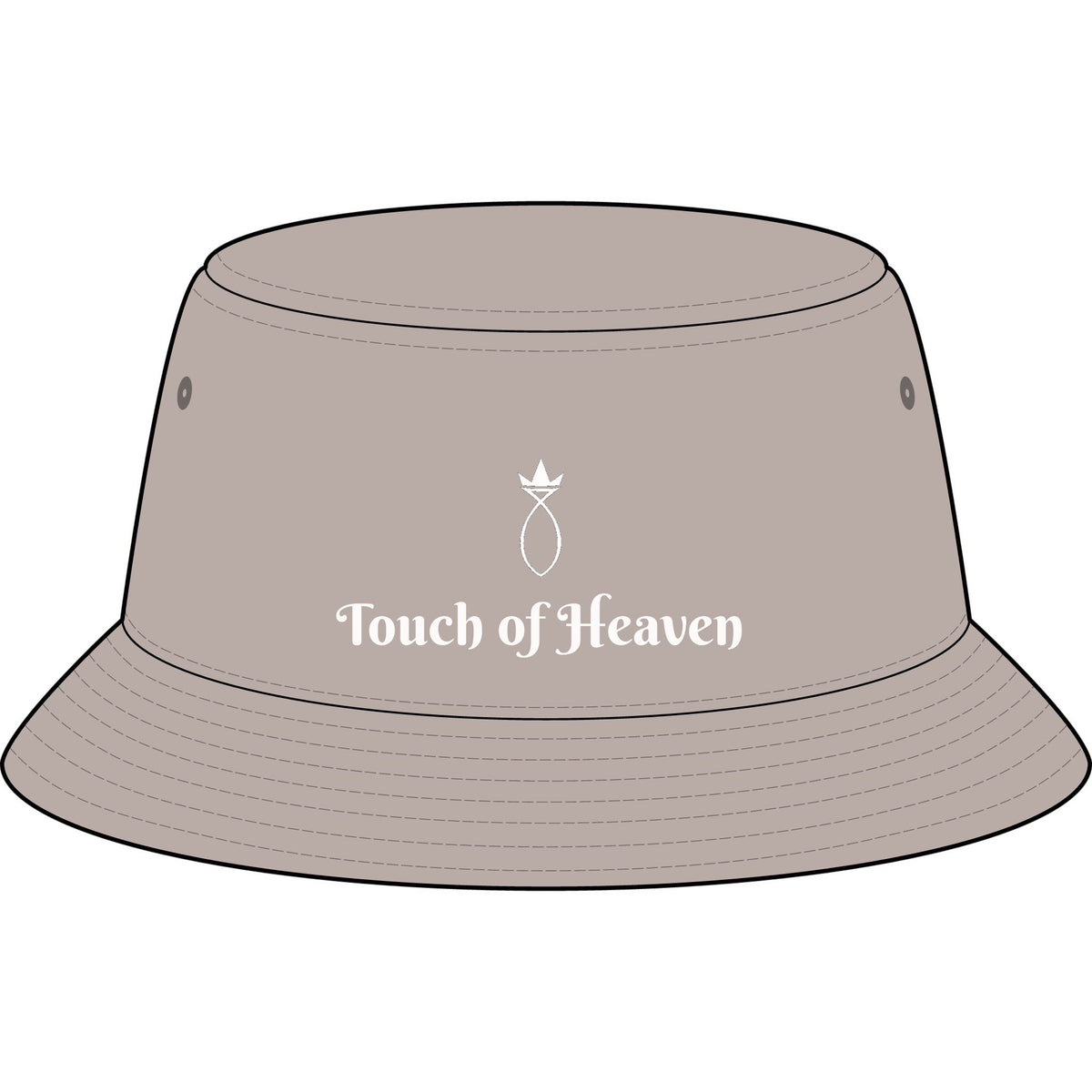 Touch of Heaven Embroidered Bucket Hat — Minimal Crown Logo