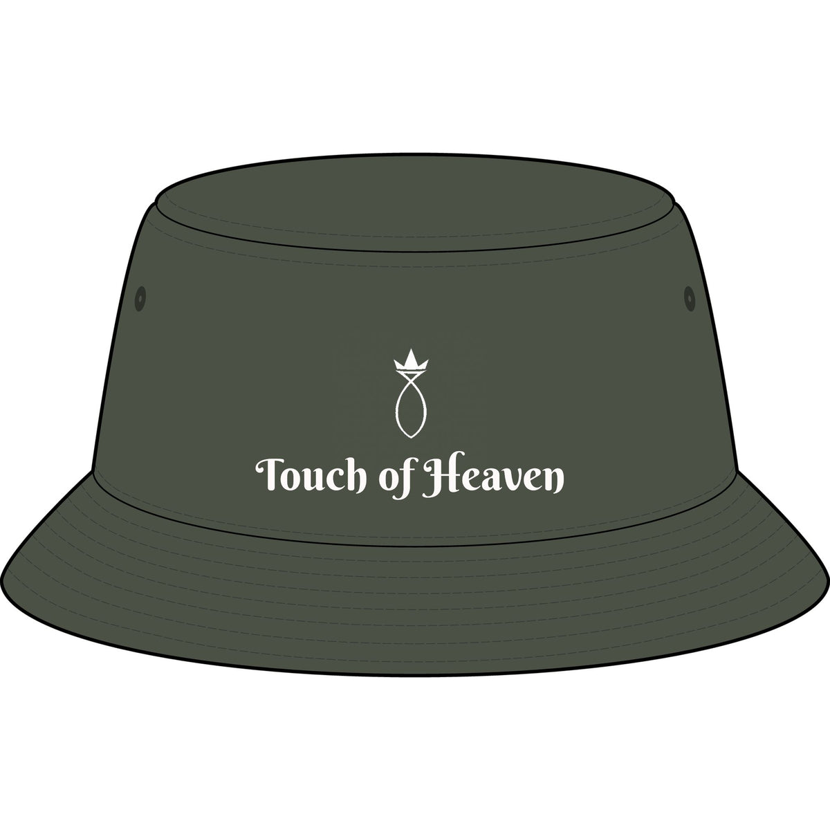 Touch of Heaven Embroidered Bucket Hat — Minimal Crown Logo