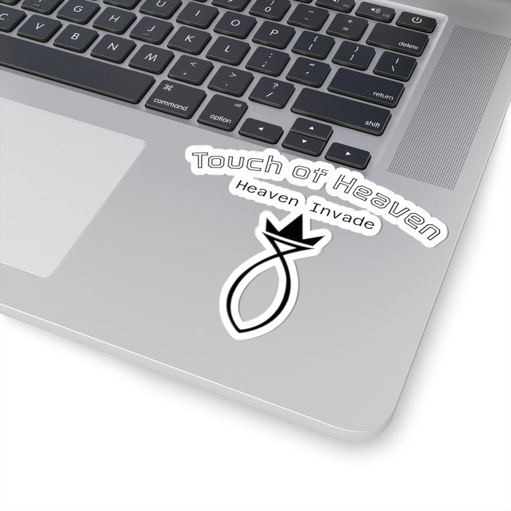 Touch of Heaven Kiss-Cut Sticker — 'Heaven Invade' Minimal Crown Emblem