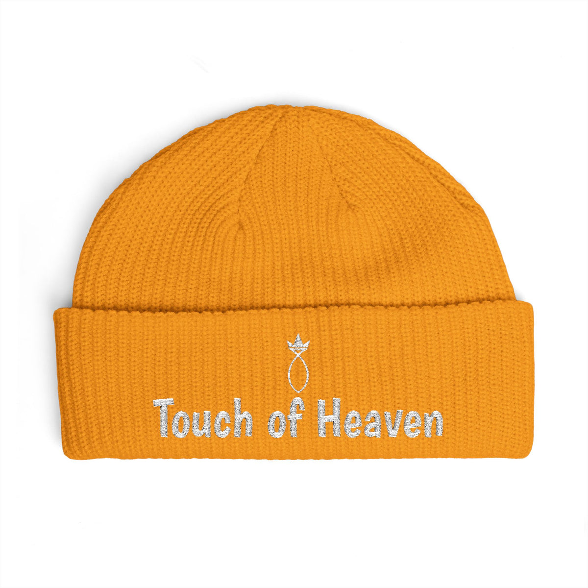 Touch of Heaven Cuff Beanie — Embroidered Angel Ring Winter Hat