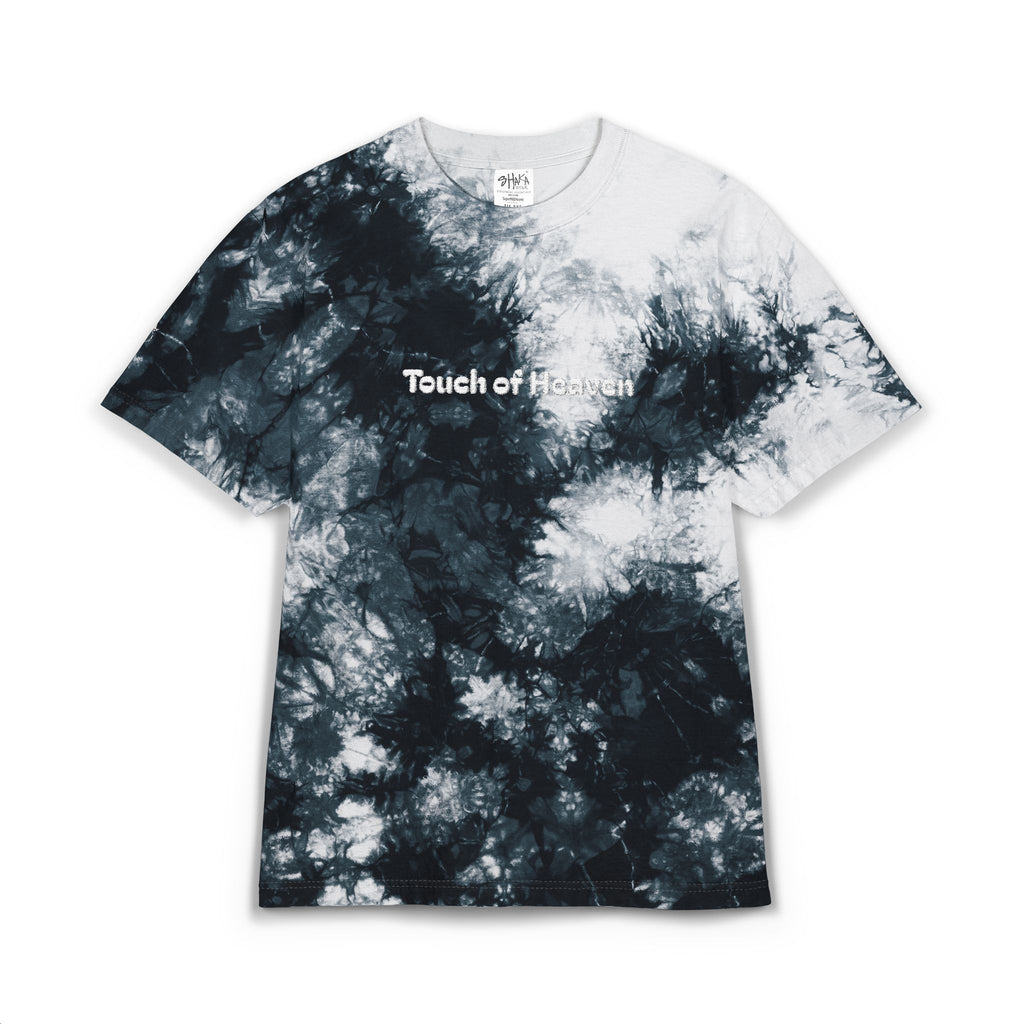 Tie-Dye T-Shirt — 'Touch of Hammer' Embroidered Oversized Tee, Black & White Grunge Streetwear