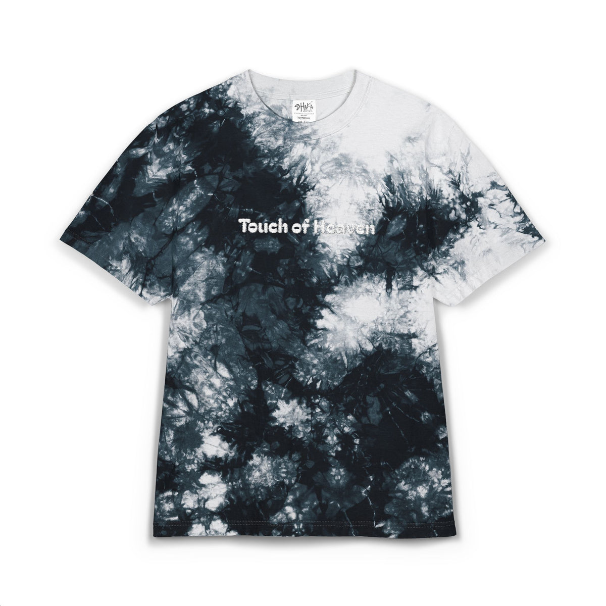 Tie-Dye T-Shirt — 'Touch of Hammer' Embroidered Oversized Tee, Black & White Grunge Streetwear
