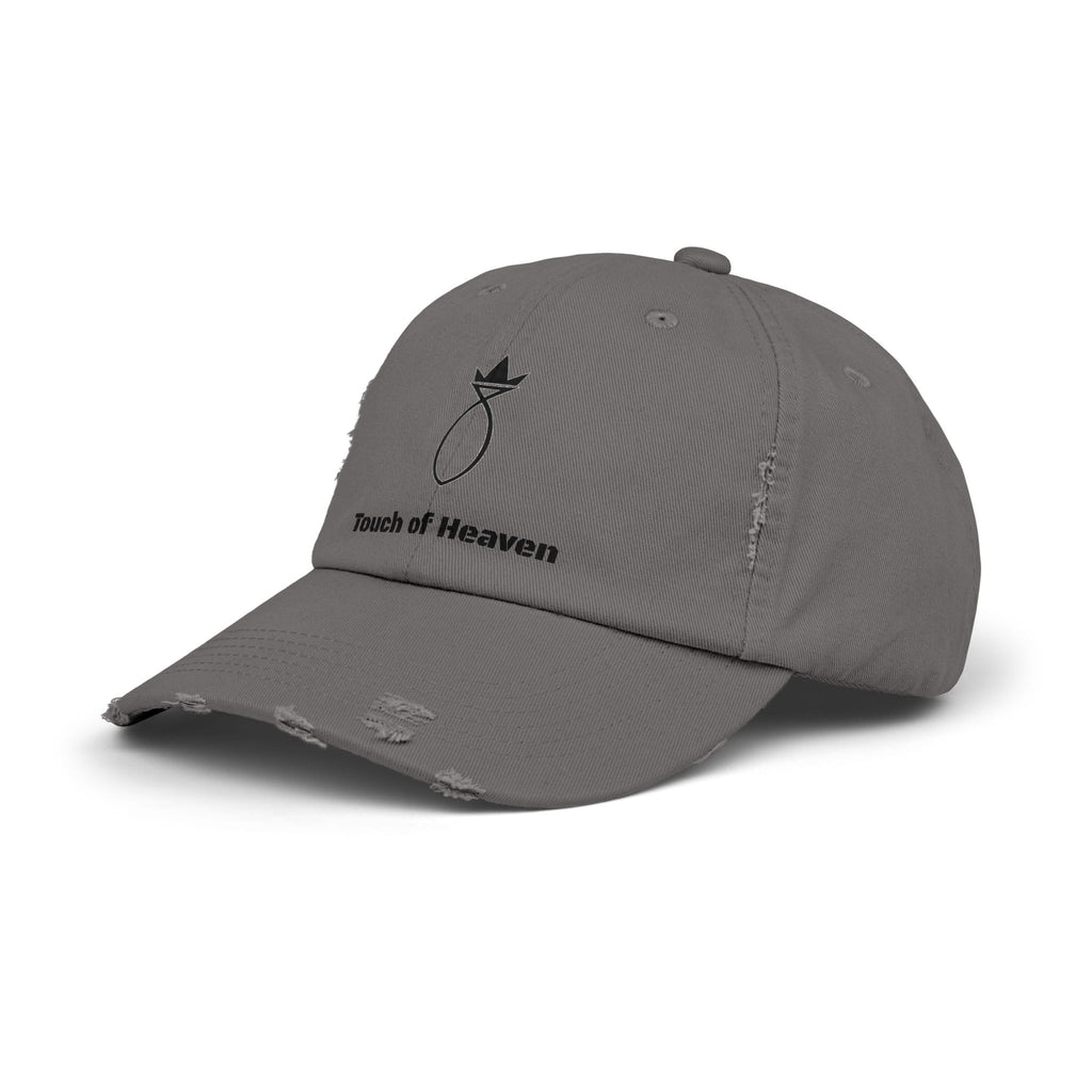 Touch of Heaven Distressed Cap — Minimal Embroidered Symbol Hat