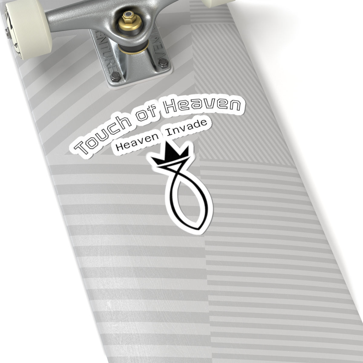 Touch of Heaven Kiss-Cut Sticker — 'Heaven Invade' Minimal Crown Emblem