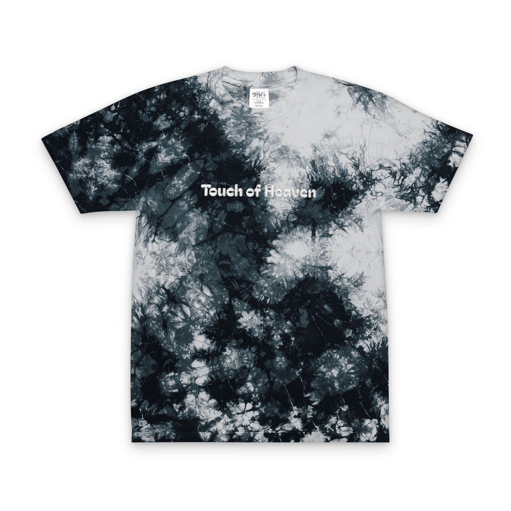 Tie-Dye T-Shirt — 'Touch of Hammer' Embroidered Oversized Tee, Black & White Grunge Streetwear