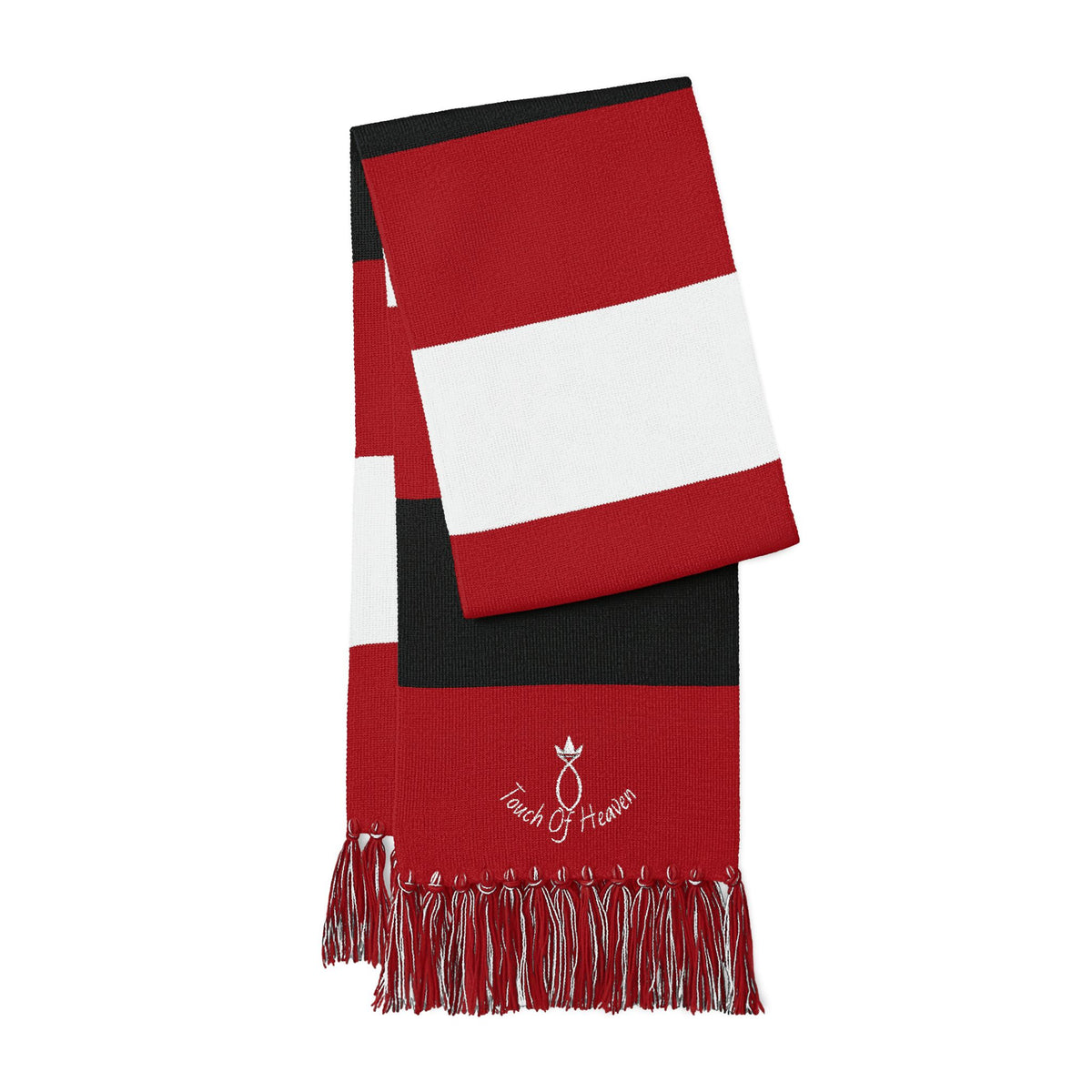 Embroidered Striped Spectator Scarf — Team Colors Knit Scarf