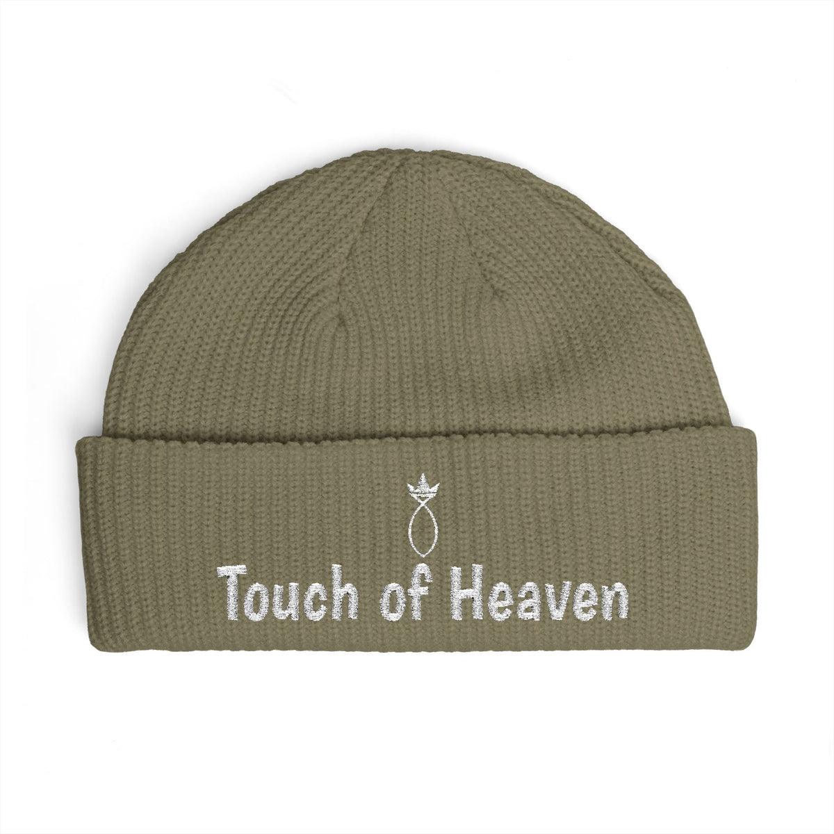 Touch of Heaven Cuff Beanie — Embroidered Angel Ring Winter Hat