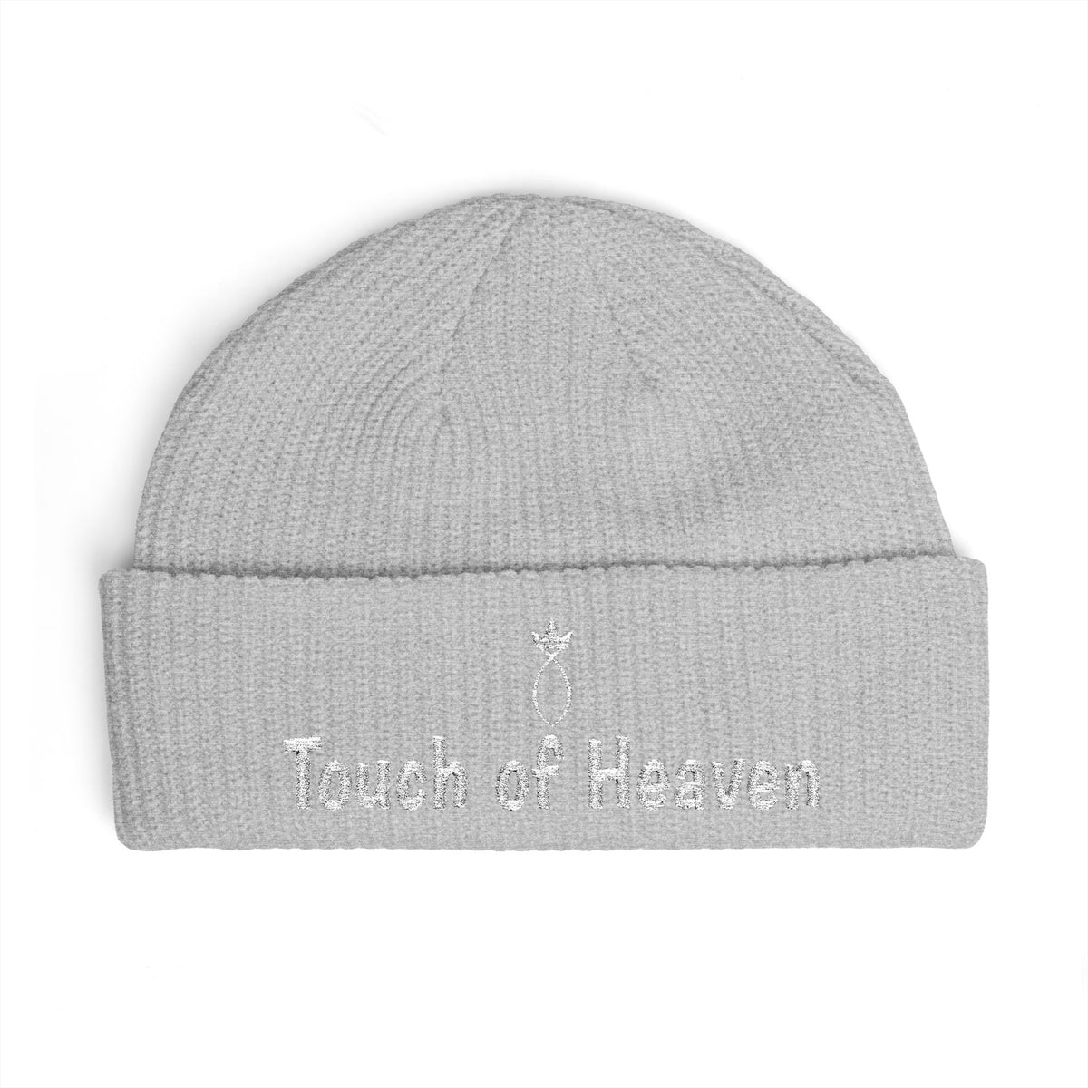 Touch of Heaven Cuff Beanie — Embroidered Angel Ring Winter Hat