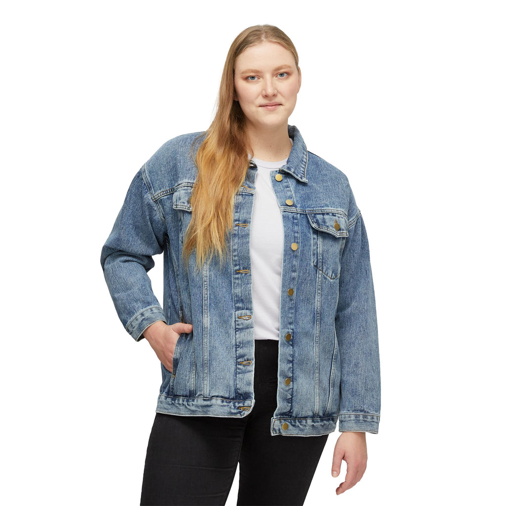 Denim Jacket — 'Touch of Heaven' Back Graphic Women's Jean Jacket