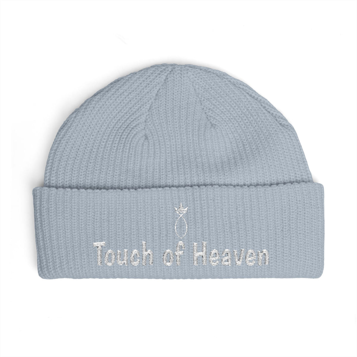 Touch of Heaven Cuff Beanie — Embroidered Angel Ring Winter Hat