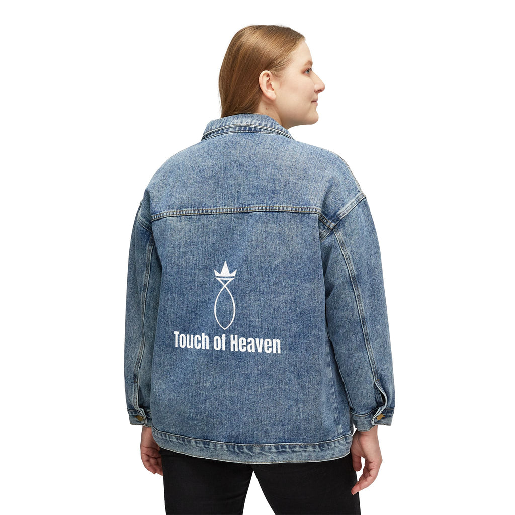 Denim Jacket — 'Touch of Heaven' Back Graphic Women's Jean Jacket