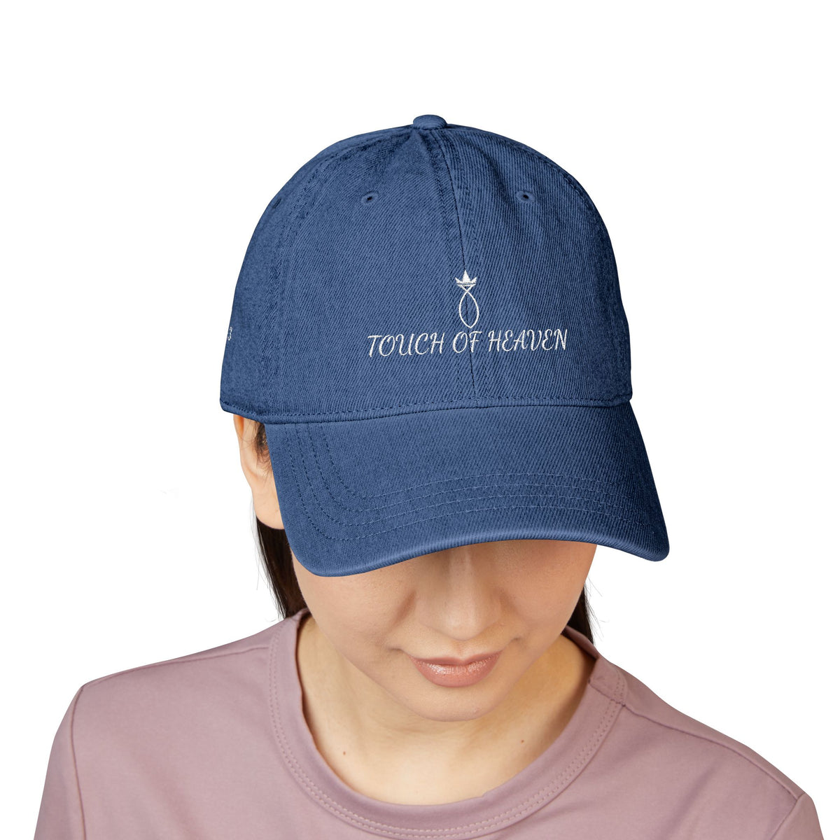 Denim Hat — 'Touch of Heaven' Embroidered Baseball Cap