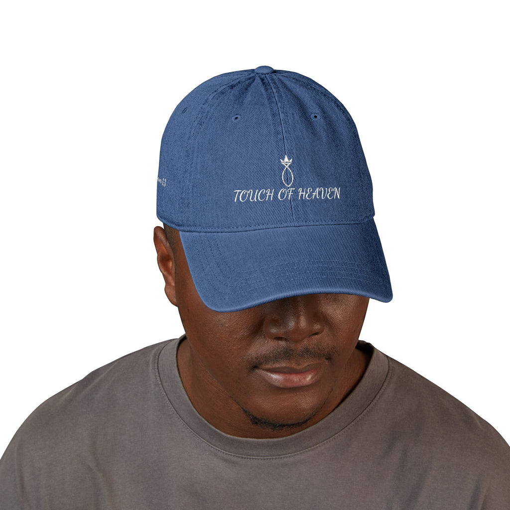 Denim Hat — 'Touch of Heaven' Embroidered Baseball Cap