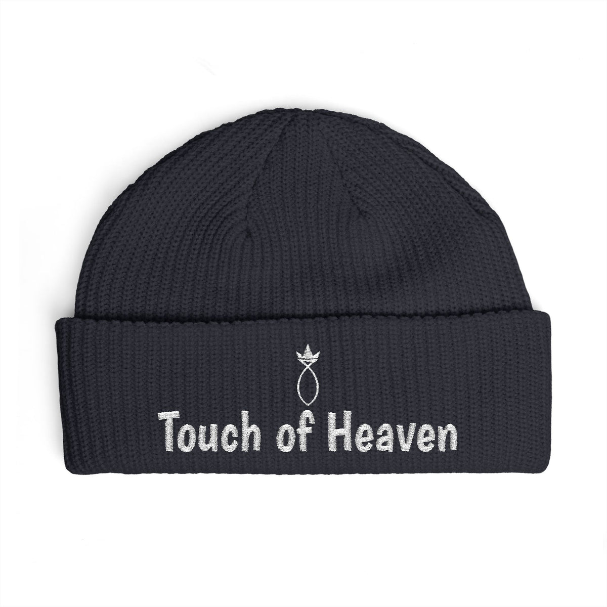 Touch of Heaven Cuff Beanie — Embroidered Angel Ring Winter Hat
