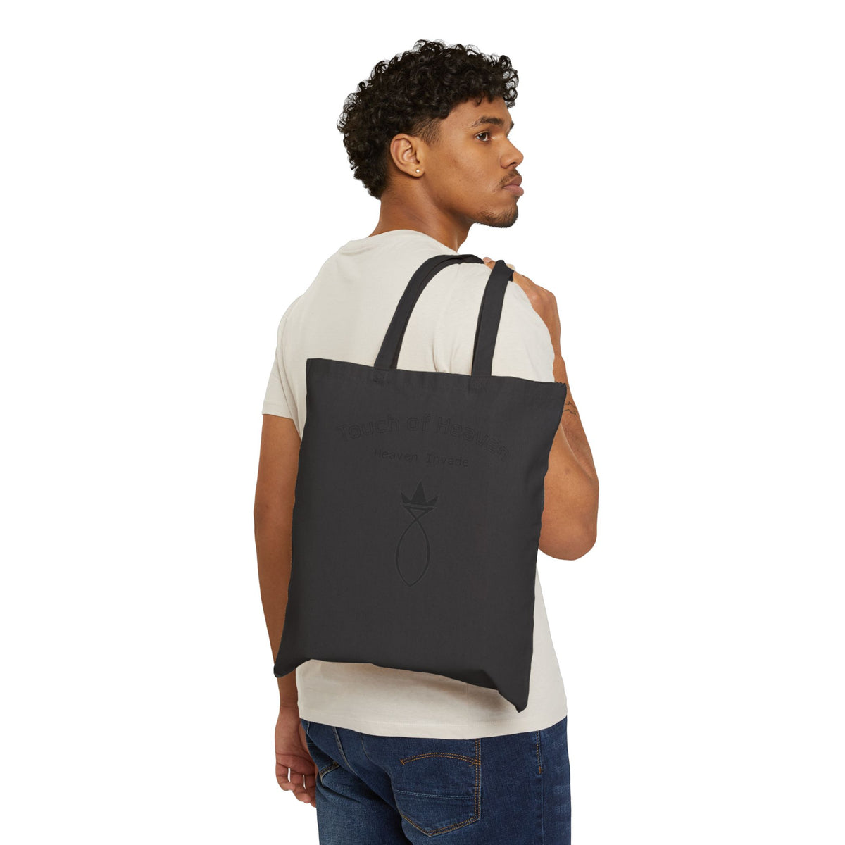 Canvas Tote Bag - "Touch of Heaven" Minimalist Symbol Eco Grocery Shopper