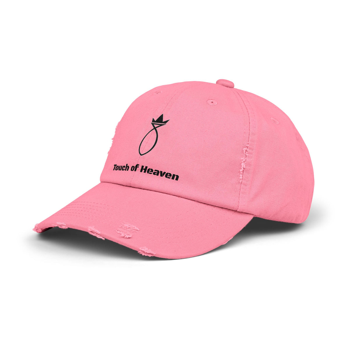 Touch of Heaven Distressed Cap — Minimal Embroidered Symbol Hat
