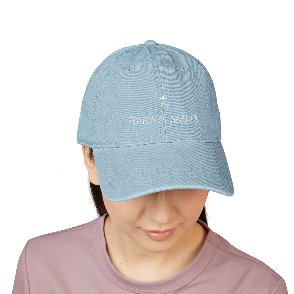 Denim Hat — 'Touch of Heaven' Embroidered Baseball Cap