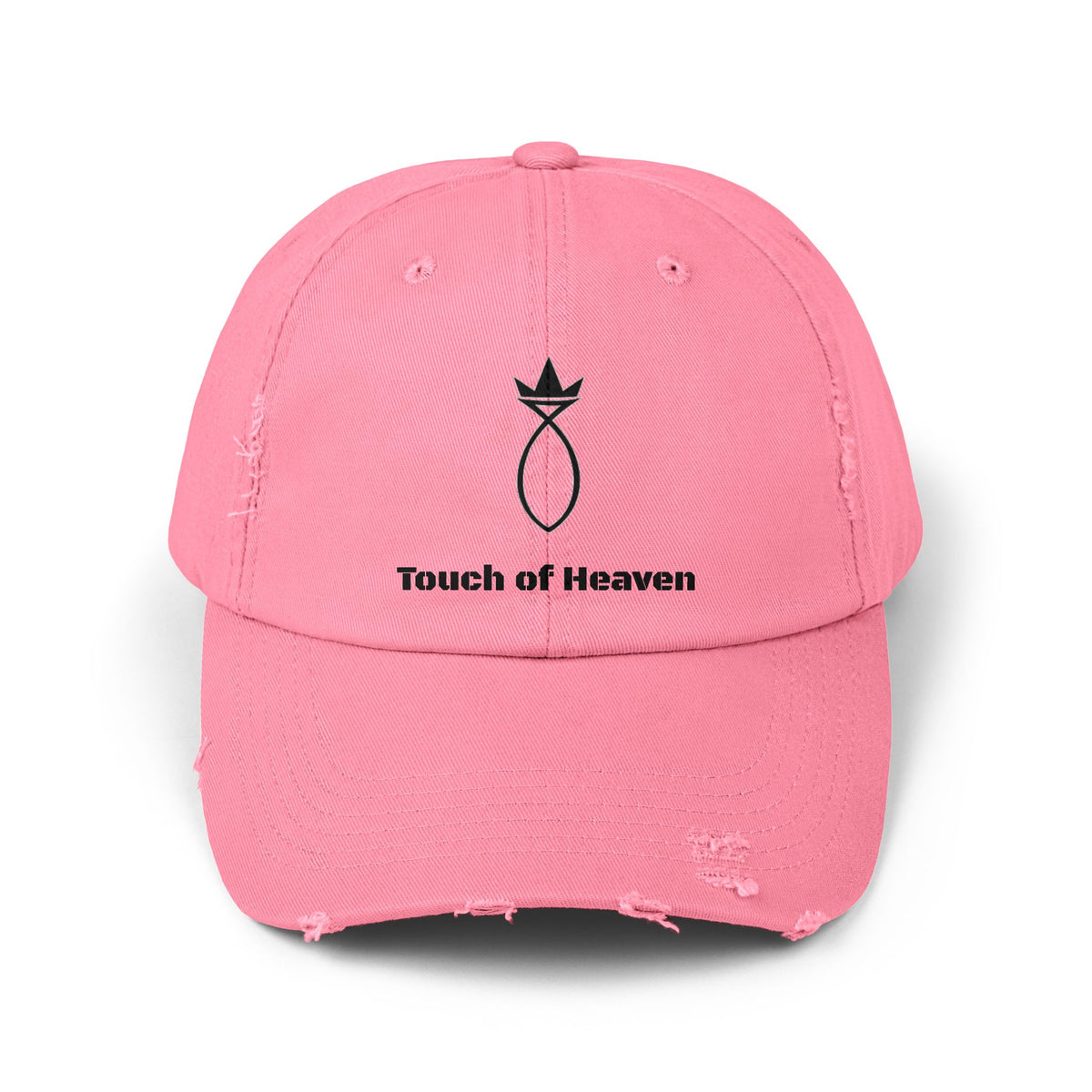 Touch of Heaven Distressed Cap — Minimal Embroidered Symbol Hat