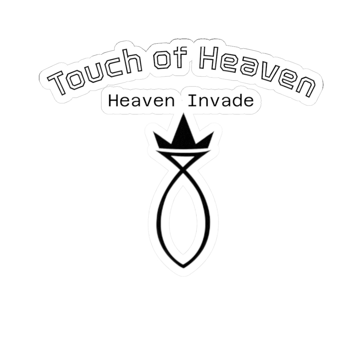Touch of Heaven Kiss-Cut Sticker — 'Heaven Invade' Minimal Crown Emblem