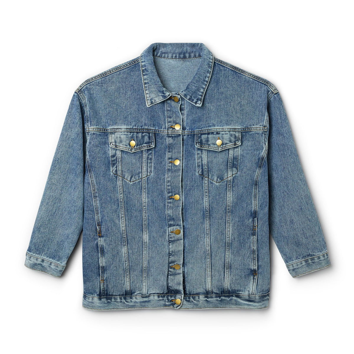 Denim Jacket — 'Touch of Heaven' Back Graphic Women's Jean Jacket