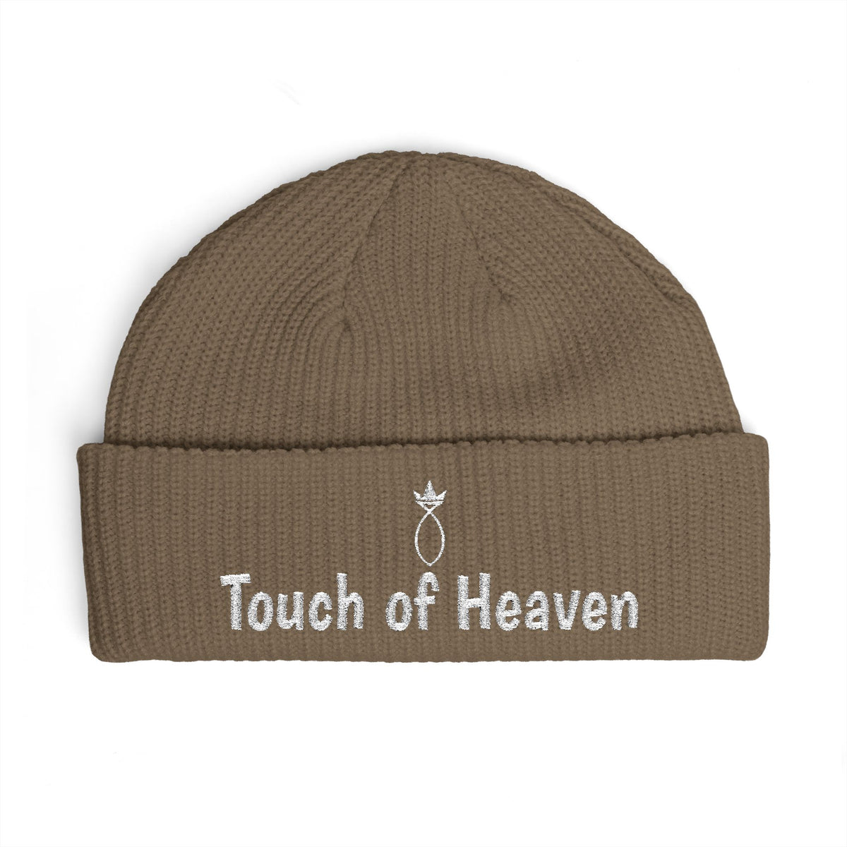 Touch of Heaven Cuff Beanie — Embroidered Angel Ring Winter Hat