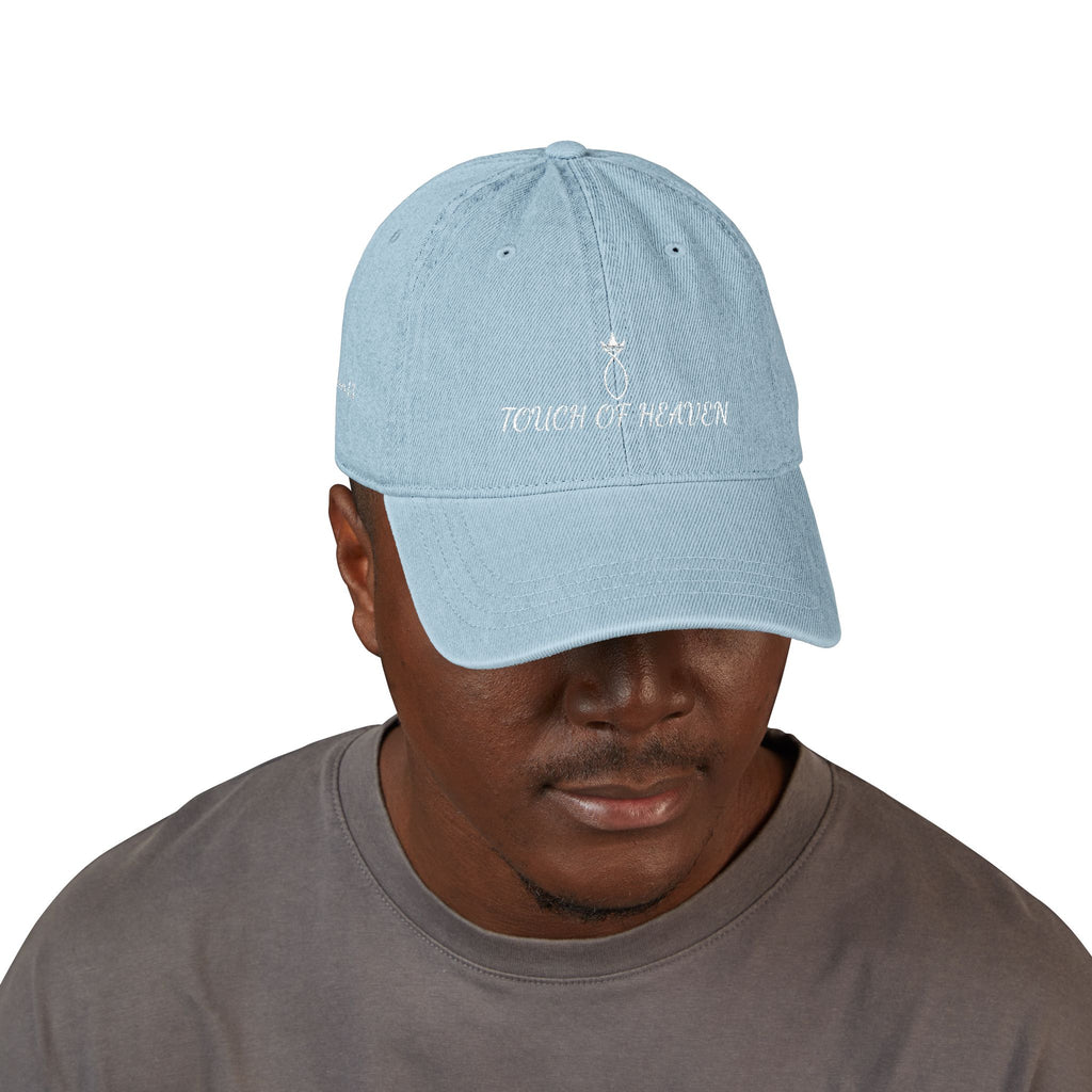 Denim Hat — 'Touch of Heaven' Embroidered Baseball Cap