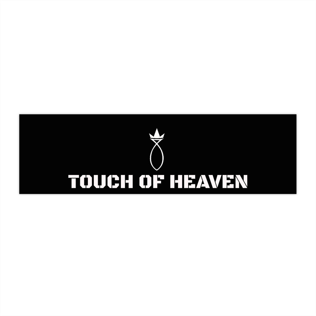 Touch of Heaven Bumper Sticker — Black Minimalist Vinyl Decal